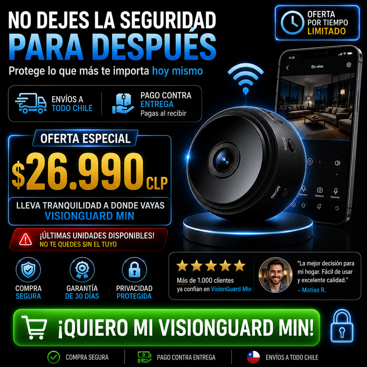 VisionGuard™ Mini | Pequeña, Discreta y Potente Solo en CHILE